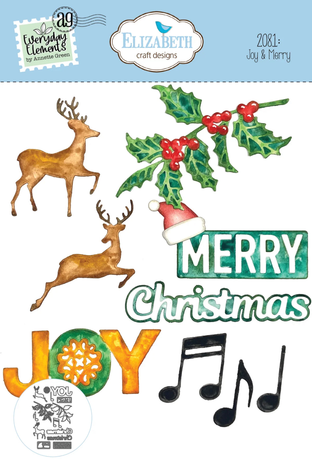 Elizabeth Craft Designs Joy & Merry Die Set